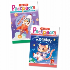 Раскраска А5 с наклейками "Космос" в асс., РФ