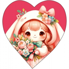 Мини-открытка двойная 6х6см., "Девочка" (код 110В), Арт&Дизайн, РФ