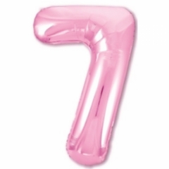 Шар фольга Цифра "7" (розовый), L40"/1м., Китай
