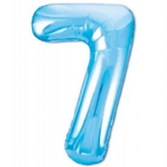 Шар фольга Цифра "7" (голубой), L40"/1м., Китай