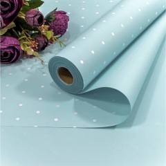 Плёнка 58см., 800г., матовая "Мелкий горошек" 55мкм., Голубой, OMG gift, Китай