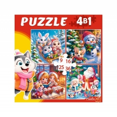 ПАЗЛЫ 4 В 1. (9,16, 25, 36 эл.). ЗИМНИЙ ПРАЗДНИК,ООО "Рыжий Кот", РФ ПАЗЛЫ 4 В 1. (9,16, 25, 36 эл.). ЗИМНИЙ ПРАЗДНИК,ООО "Рыжий Кот", РФ