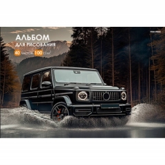 Альбом для рисования А4, 40л, склейка, "АВТО И ПРИРОДА - 9", 100 г/м2, "Prof-Press", РФ