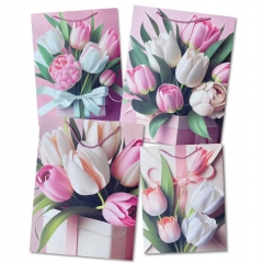 Пакет ЛЮКС 31х40х12см., "ТЮЛЬПАНЫ" (Блестки) в асс., Китай