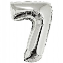 Шар фольга Цифра "7" (серебро), L40"/1м., Китай