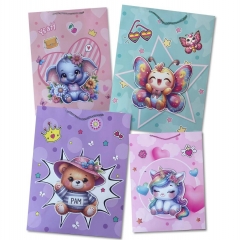 Пакет ЛЮКС 31х40х12см., "ЗВЕРЮШКИ" (Аппликация, блестки) в асс., Китай