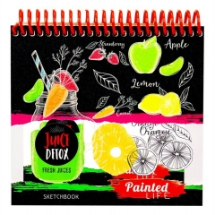 Скетчбук А6+ (14х14,5см), 80л. цв.спираль, жесткая подложка,  ЛИМОНАД, Prof-Press,РФ