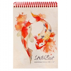 Скетчбук А5, 80л, спираль, КАРПЫ АКВАРЕЛЬЮ, РФ
