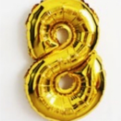 Шар фольга Цифра "8" (золото), L40"/1м., Китай