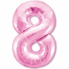 Шар фольга Цифра "8" (розовый), L40"/1м., Китай