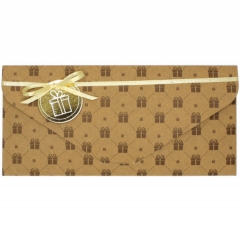 Конверт для денег ручной работы КРАФТ (9х19см.), Без подписи, "Стильная Открытка", РФ