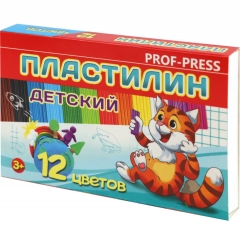 Пластилин 12 цв. 180г. к/к. стек, Prof-press,РФ
