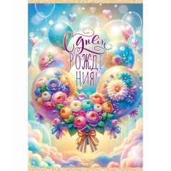 Открытка А5 "С Днем Рождения!" (410), ООО "Открытая планета", РФ