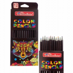 Карандаши цветные 12 цв. "Сolor Pencils" (черный корпус) в асс., Китай