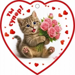 Мини-открытка одинарная 9,6х9,6см., "Ты супер!" (код.060), АО "Праздник", РФ