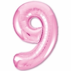 Шар фольга Цифра "9" (розовый), L40"/1м., Китай