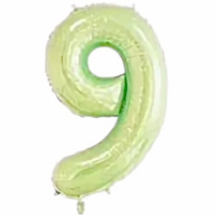 Шар фольга Цифра "9" (светло-зеленый), L40"/1м., Китай