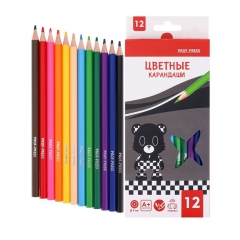 Карандаши цветные 12 цв., пластик.,2М "BE BEAR", " Prof-Press", РФ/ пр-во: Китай