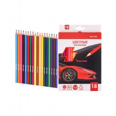 Карандаши цветные 18 цв., пластик, 2М "КРАСНОЕ АВТО", " Prof-Press", РФ/ пр-во: Китай