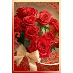 Открытка А5 без надписи (розы с бантом),(код 410), АО "Праздник", РФ