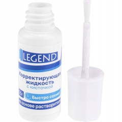 Корректирующая жидкость 16гр/8мл, с кисточкой на основе растворителя, "Legend", РФ/пр-во: Китай