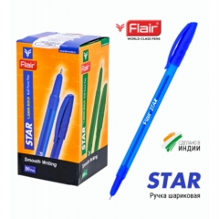 Ручка шарик. "Flair" STAR, пластик, синяя, 1,0мм, Индия