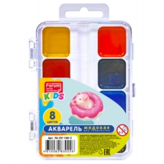 Акварель медовая 8 цв., FORUM Office Collection KIDS "Зверята", европодвес, без кисточки, пластиковая коробка, CULLINAN РФ