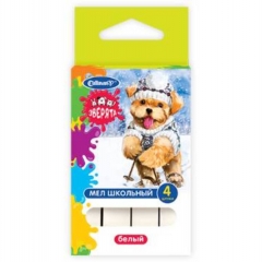 Мел школьный Зверята, 4 шт., белый, CULLINAN, РФ
