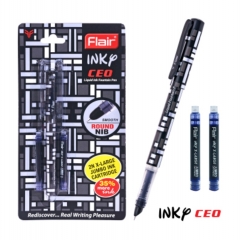 Ручка перьевая Flair INKY CFO, пластиковый корпус, с 2мя капсулами в блистере, цвет чернил: синий, Индия