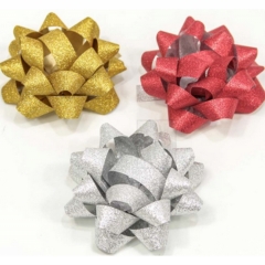 Бант-звезда 6,3 см. (12 шт) "Матовый блеск" на липучке  (микс), OMG gift, Китай