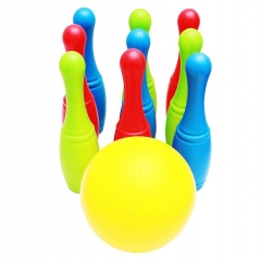 НАБОР КЕГЛЕЙ. 9 шт. на держателе + 1 большой мяч (сетка), ООО "Рыжий Кот", РФ