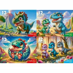 ПАЗЛЫ 12 элементов. МИЛЫЕ ДИНОЗАВРИКИ. ООО "Рыжий Кот", РФ