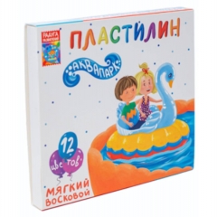 Пластилин 12цв. мягкий восковой "Аквапарк" 180гр., ООО "Мегапласт", РФ