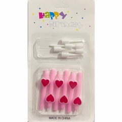 Свечи декортаивные мини с сердцами  (6 шт/5,5 см.).  РОЗОВЫЕ, Китай