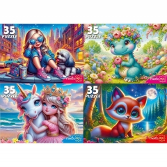 ПАЗЛЫ 35 элементов. КРАСИВЫЕ ПАЗЛЫ ДЛЯ ДЕВОЧЕК. ООО "Рыжий Кот", РФ