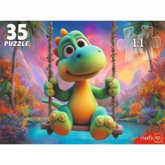 МАКСИ-ПАЗЛЫ 35 элементов. ДИНОЗАВРИК НА КАЧЕЛЯХ, ООО "Рыжий Кот", РФ