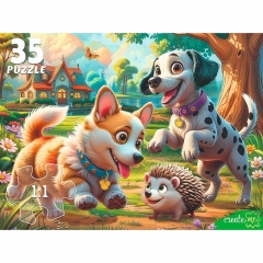 МАКСИ-ПАЗЛЫ 35 элементов. ЩЕНКИ И ЕЖИК, ООО "Рыжий Кот", РФ