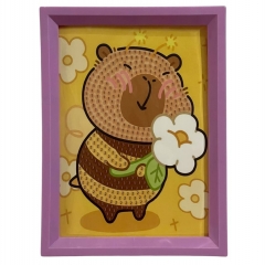 Мозаика из страз на подрамнике 13,5х18 см. "Капибара-4", Китай