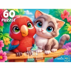 ПАЗЛЫ 60 элементов. КОТЁНОК И ПОПУГАЙ, ООО "Рыжий Кот", РФ