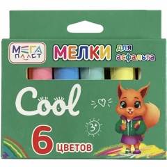 Мелки цветные, круглые, 6цв., ООО "Мегапласт", РФ