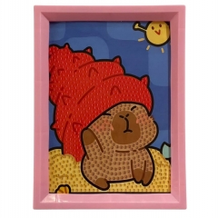 Мозаика из страз на подрамнике 13,5х18 см. "Капибара-9", Китай