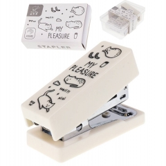 Мини степлер, канцелярский №24, белый с принтом, скобы в комплекте, "Prof-Press"