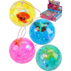 Мяч световой с веревкой "Животные" 6,5см, пищит, 000 "Рыжий Кот", РФ/пр-во:Китай