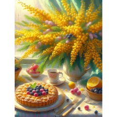 Алмаз. мозаика 30х40 см, с подр., с полн. заполн. (30цв) Букет мимозы, ООО "Рыжий Кот", РФ/пр-во: Китай