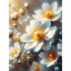 Алмаз. мозаика 30х40 см, с подр., с полн. заполн. (30цв) Белые цветы, ООО "Рыжий Кот", РФ/пр-во: Китай