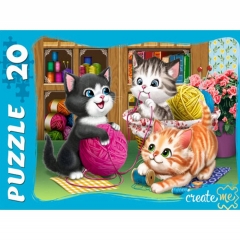 МАКСИ-ПАЗЛЫ 20 элементов. ИГРИВЫЕ КОТЯТА № 1, ООО "Рыжий Кот", РФ