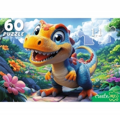 ПАЗЛЫ 60 элементов. ДИНОЗАВР НА ПРОГУЛКЕ, ООО "Рыжий Кот", РФ