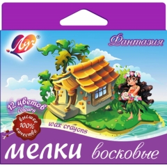 Мелки восковые 12 цв (круглые) "Фантазия" в асс., ЛУЧ, РФ Мелки восковые 12 цв (круглые) "Фантазия" в асс., ЛУЧ, РФ