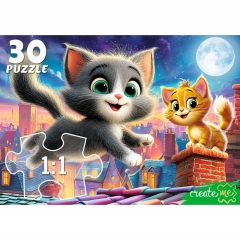 ПАЗЛЫ 30 элементов. КОТЯТА НА КРЫШЕ, ООО "Рыжий Кот", РФ