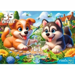 МАКСИ-ПАЗЛЫ 35 элементов. ЩЕНКИ И ЛЯГУШКИ, ООО "Рыжий Кот", РФ